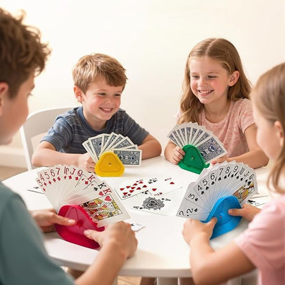 Triangle Playing Card Holders 4 Pack Hands Free Game Organizers for Kids Seniors and Adults Ideal for Family Poker Nights - Image 5