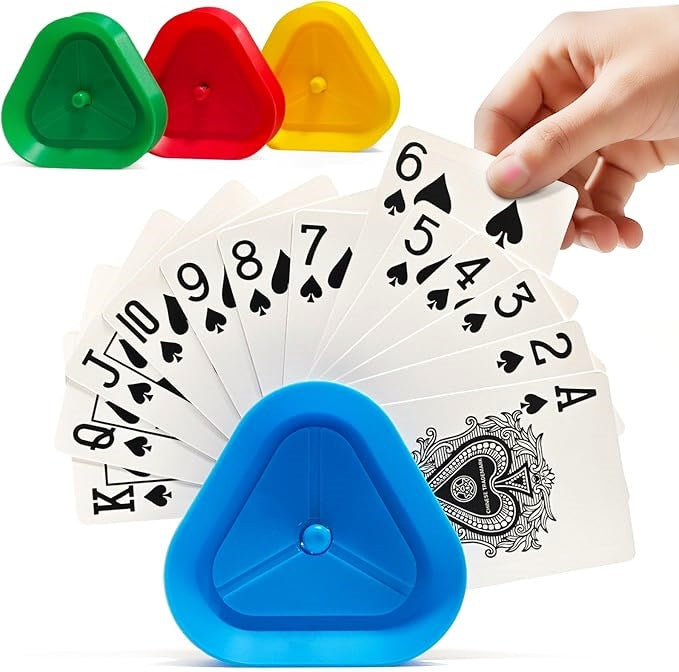 Triangle Playing Card Holders 4 Pack Hands Free Game Organizers for Kids Seniors and Adults Ideal for Family Poker Nights - Image 6