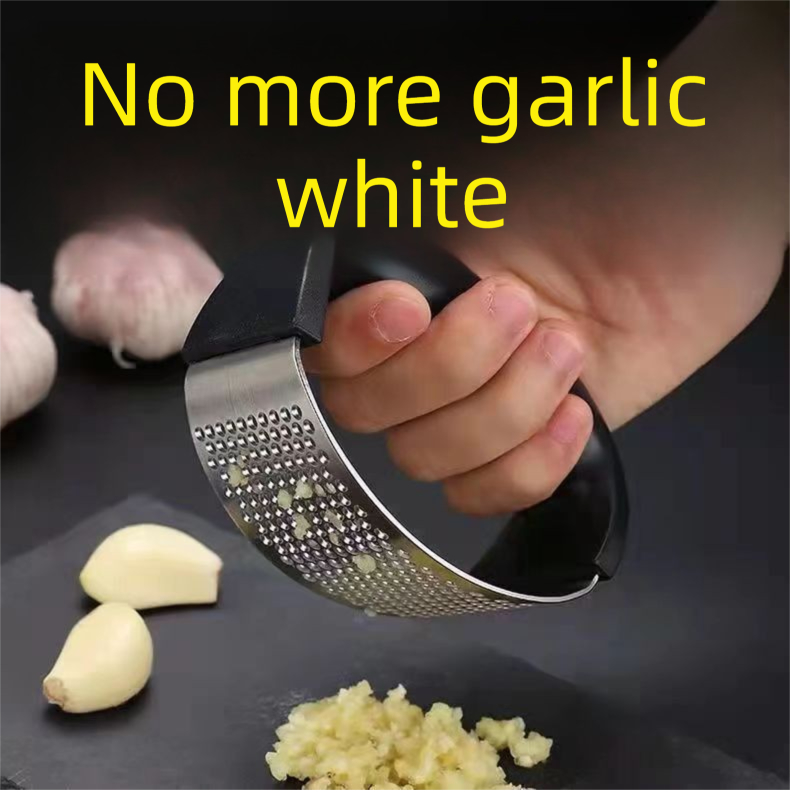 Black Stainless Steel Garlic Press Rocker Ergonomic Garlic Crusher and Ginger Mincer Professional Kitchen Tool - Image 2