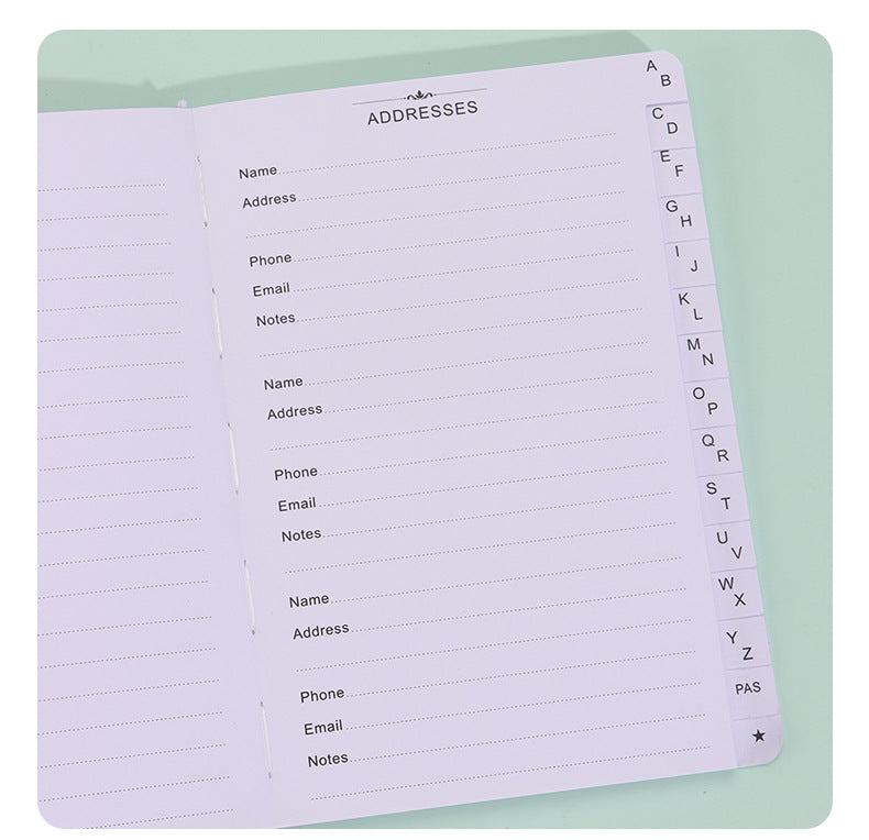 Rose Gold Address Book with Alphabetical Tabs B6 Hardcover Telephone & Contact Organizer with Pen Holder & Elastic Band for Home Office - Image 6