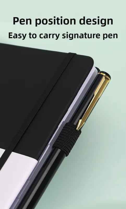 Black Password Book with Alphabetical Tabs B6 Hardcover Internet Address Logbook & Password Organizer with Pen Loop Elastic Band and Inner Pocket - Image 4