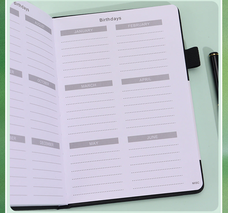 Black Password Book with Alphabetical Tabs B6 Hardcover Internet Address Logbook & Password Organizer with Pen Loop Elastic Band and Inner Pocket - Image 8