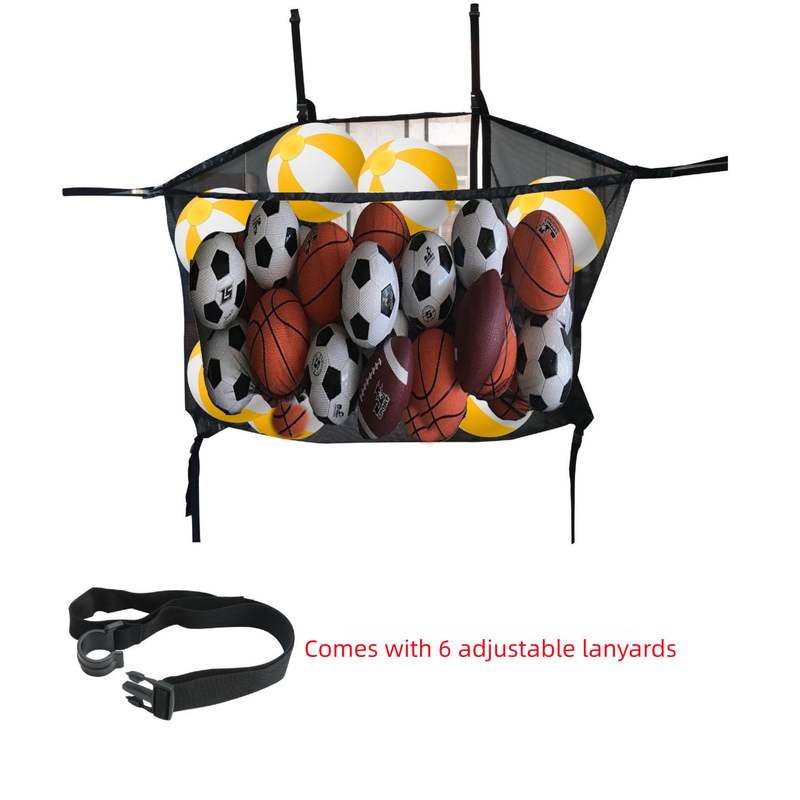Black Large Hanging Pool Toy Storage Bag - Mesh Net Organiser for Swimming Floats, Sports Balls & Inflatables - 145cm Extra Large Capacity for Outdoor Fences & Garage - Image 4