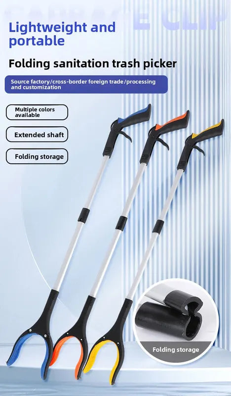 Orange and Black Handle Foldable Grabber Reacher Tool - 83cm Aluminium Litter Picker with Magnetic Tip - Lightweight Mobility Aid for Garden & Home Rubbish Cleanup - Image 4