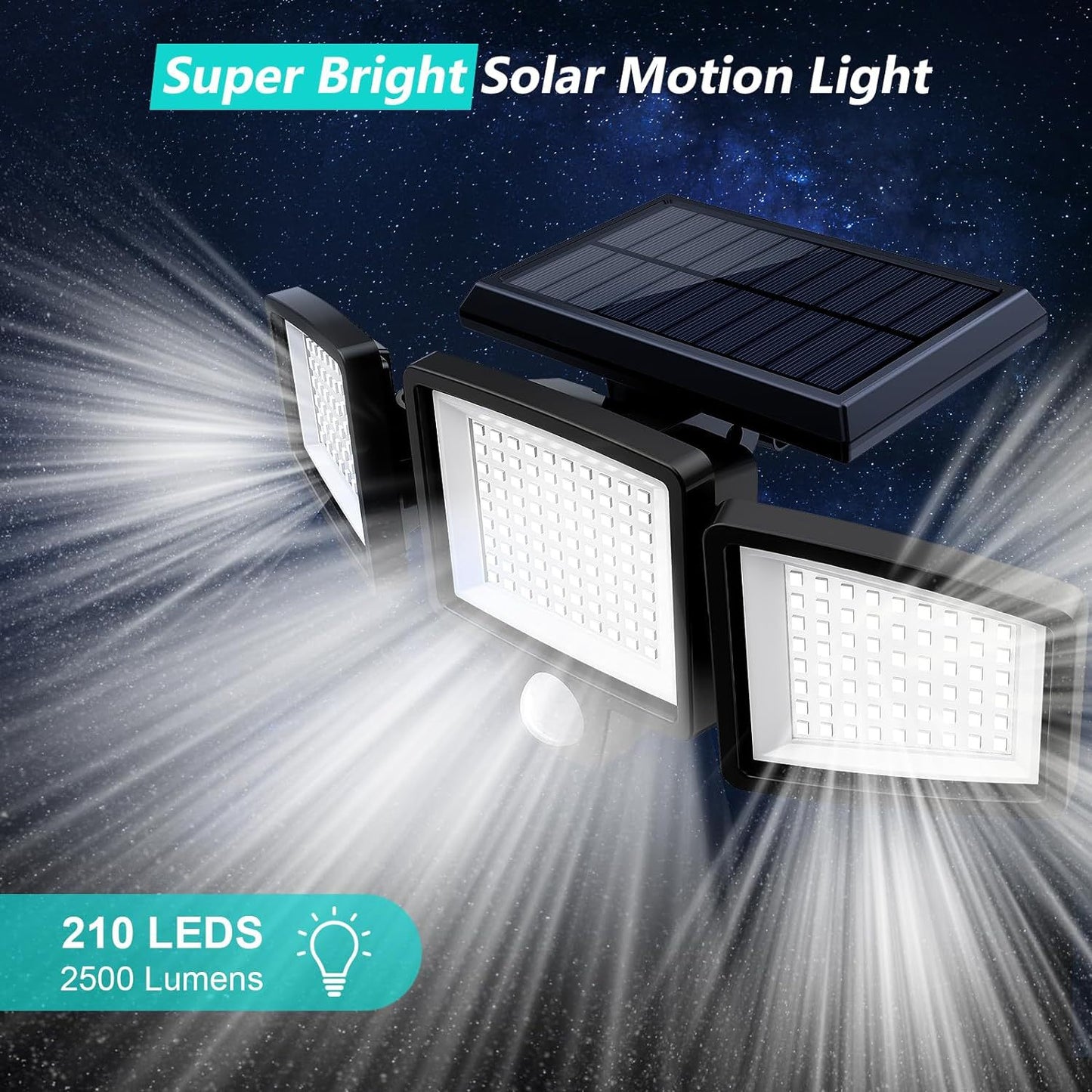 Solar Garden Lights Outdoor Motion Sensor 210 LED - 2-in-1 Ground Spike & Wall Mount Flood Light with Remote IP65 Waterproof for Pathway & Yard - Image 4