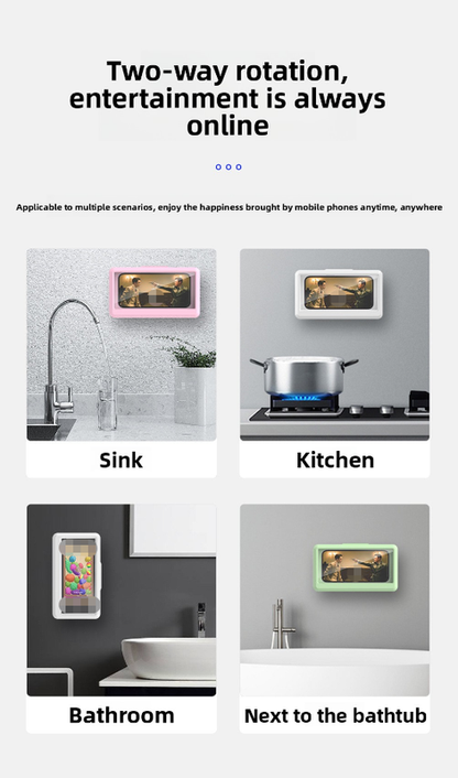 Waterproof Shower Phone Holder Wall Mount with Aromatherapy - 360° Rotating & Retractable Anti-Fog Case - Drill-Free Bathroom & Kitchen Mobile Stand - Pink - Image 9