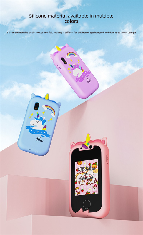 Kids Unicorn Smart Phone Toy with Dual Camera and IPS Touch Screen Educational Games MP3 Music Player 512MB Card Included Blue Silicone Case Ideal for Girls Gift - Image 3