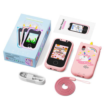 Kids Smart Phone Toy with Dual Camera and IPS Touch Screen Green Dinosaur Silicone Case Educational Games MP3 Music Player 512MB Card Included Ideal Gift for Boys - Image 2