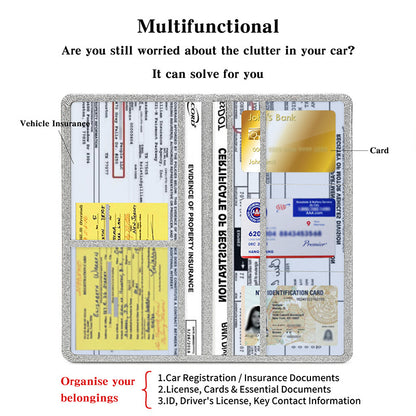 Car Registration and Insurance Holder - Premium PU Leather Vehicle Document Wallet - Slim Glove Box Organiser for Rego Papers, Logbook & ID Cards - Pink - Image 7