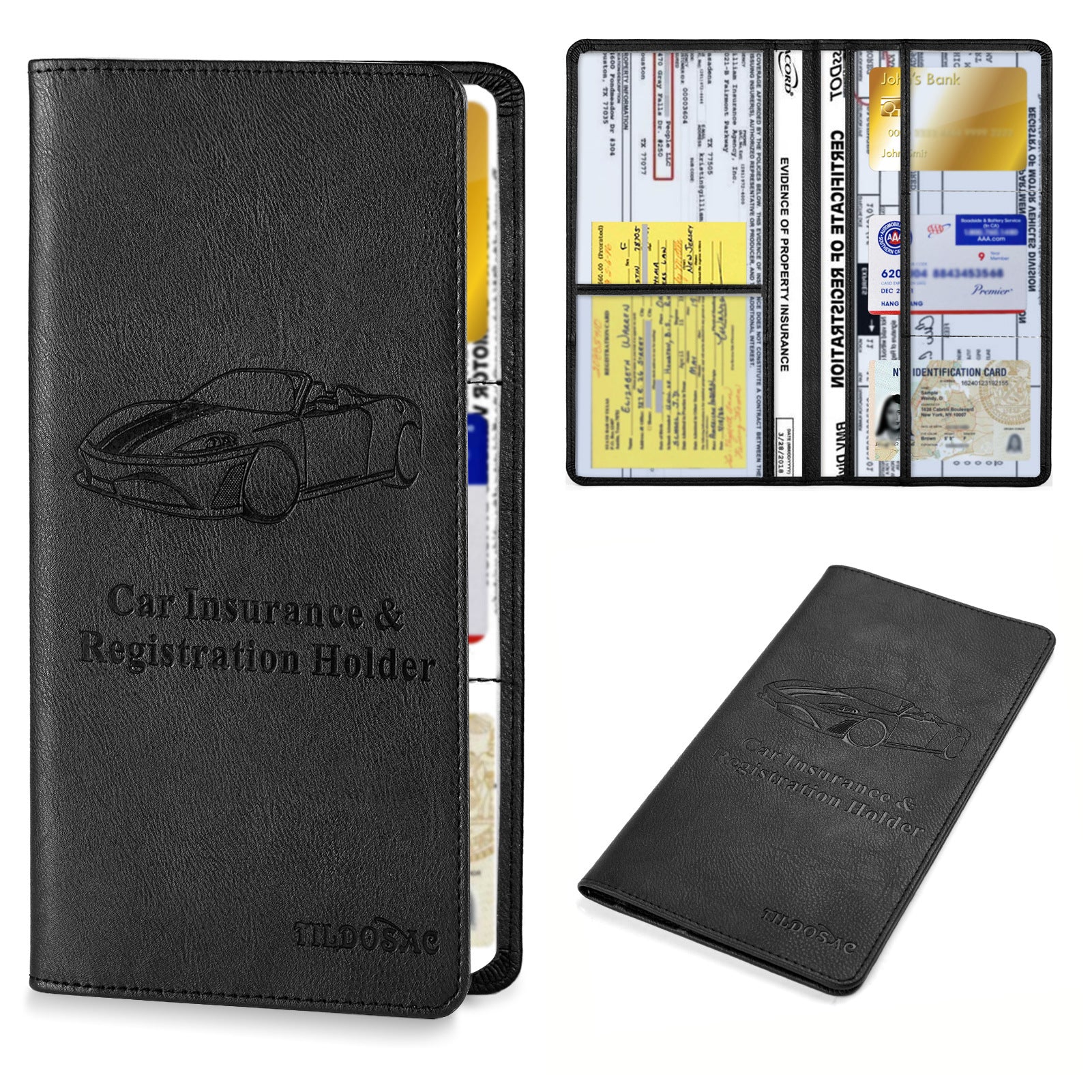 Car Registration and Insurance Holder Gold Glitter - Luxury Bling Vehicle Document Wallet - Slim Glove Box Organiser for Rego Papers, Logbook & ID Cards - Sparkle PU Leather - Image 4