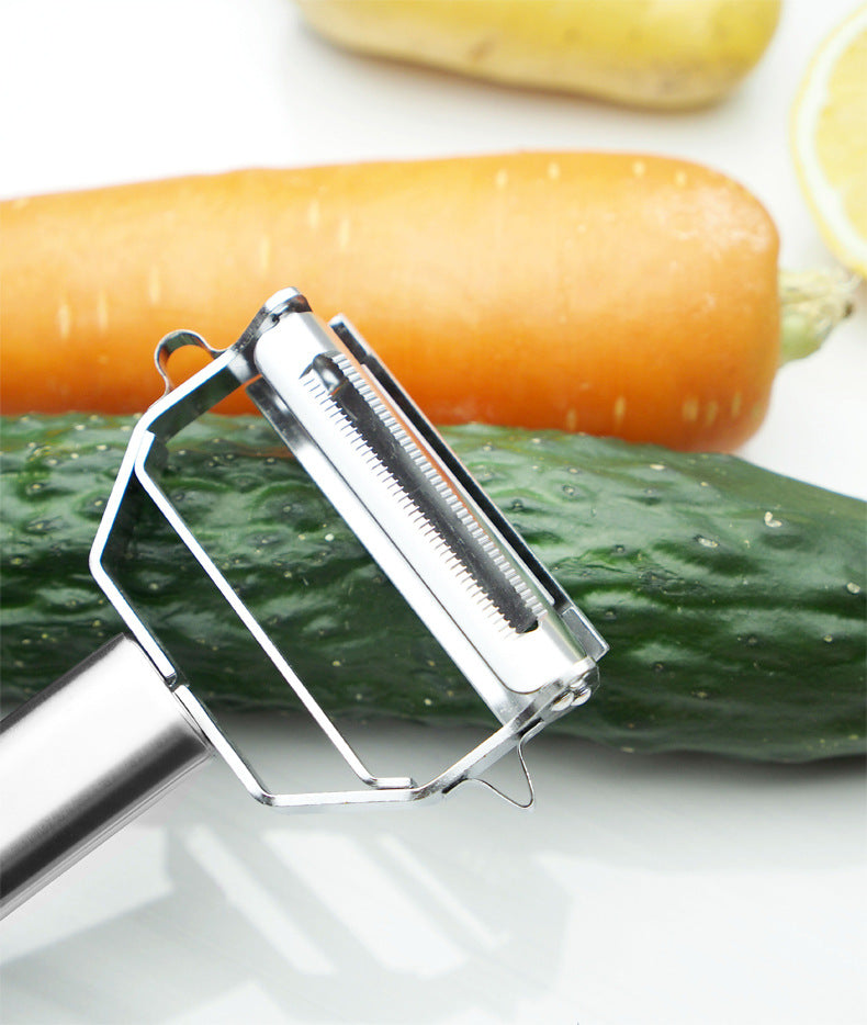 Premium Stainless Steel Dual Peeler & Julienne Cutter - 2-in-1 Vegetable Slicer with Swivel Blade - Heavy Duty Multi-Function Kitchen Tool for Potatoes, Carrots & Fruit - Image 4