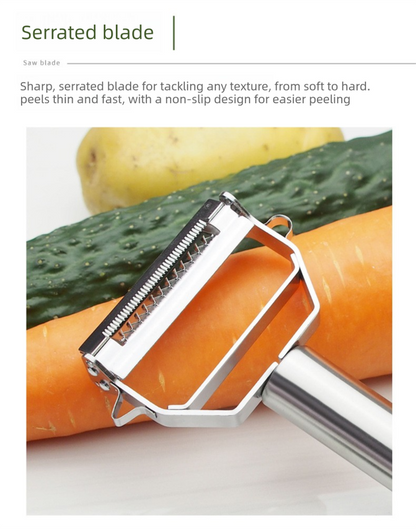 Premium Stainless Steel Dual Peeler & Julienne Cutter - 2-in-1 Vegetable Slicer with Swivel Blade - Heavy Duty Multi-Function Kitchen Tool for Potatoes, Carrots & Fruit - Image 5