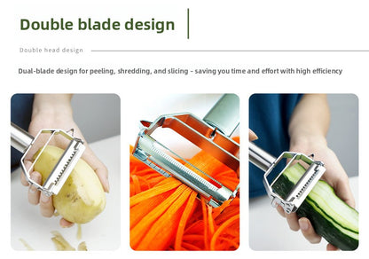 Premium Stainless Steel Dual Peeler & Julienne Cutter - 2-in-1 Vegetable Slicer with Swivel Blade - Heavy Duty Multi-Function Kitchen Tool for Potatoes, Carrots & Fruit - Image 8