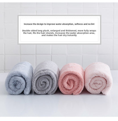 Soft Microfibre Hair Drying Towel Wrap - Super Absorbent Coral Fleece Turban with Secure Button - Quick Dry Bath Head Cap for Wet Hair & Spa - Pale Pink - Image 5