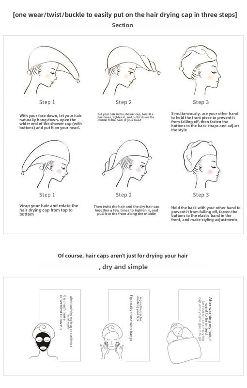 Soft Microfibre Hair Drying Towel Wrap - Super Absorbent Coral Fleece Turban with Secure Button - Quick Dry Bath Head Cap for Wet Hair & Spa - Pale Pink - Image 6