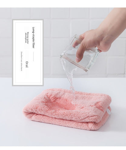 Soft Microfibre Hair Drying Towel Wrap - Super Absorbent Coral Fleece Turban with Secure Button - Quick Dry Bath Head Cap for Wet Hair & Spa - Crimson - Image 3
