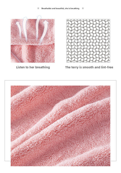 Soft Microfibre Hair Drying Towel Wrap - Super Absorbent Coral Fleece Turban with Secure Button - Quick Dry Bath Head Cap for Wet Hair & Spa - Light blue - Image 4