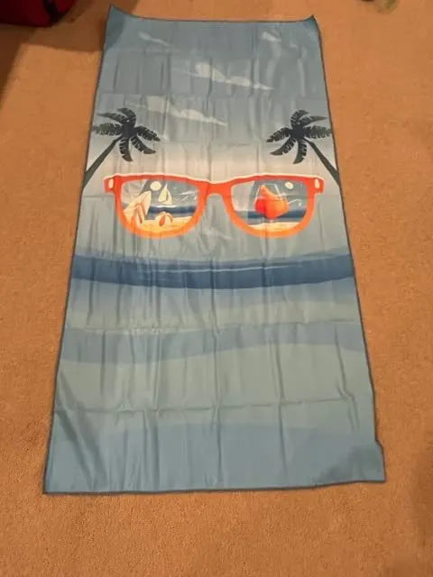 Sand Free Microfibre Beach Towel - Quick Dry Lightweight Travel Towel 70x150cm(240GSM) - 3D Sunglasses Print for Summer, Pool & Camping - Image 4