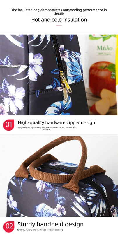 Large Insulated Lunch Bag with Shoulder Strap - Black and White Stripe Thermal Cooler Tote for Work, School or Beach Picnics - Waterproof 600D Oxford Fabric - Image 8