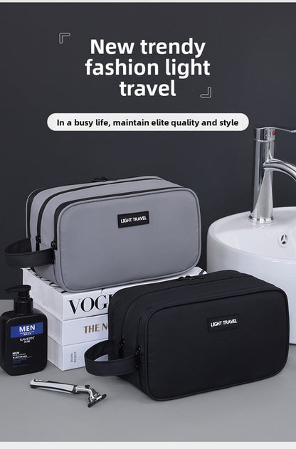Large Waterproof Men's Toiletry Bag 3-Layer Travel Dopp Kit with Wet Dry Separation Portable Shower Organiser for Gym Business & Holiday Grey - Image 8