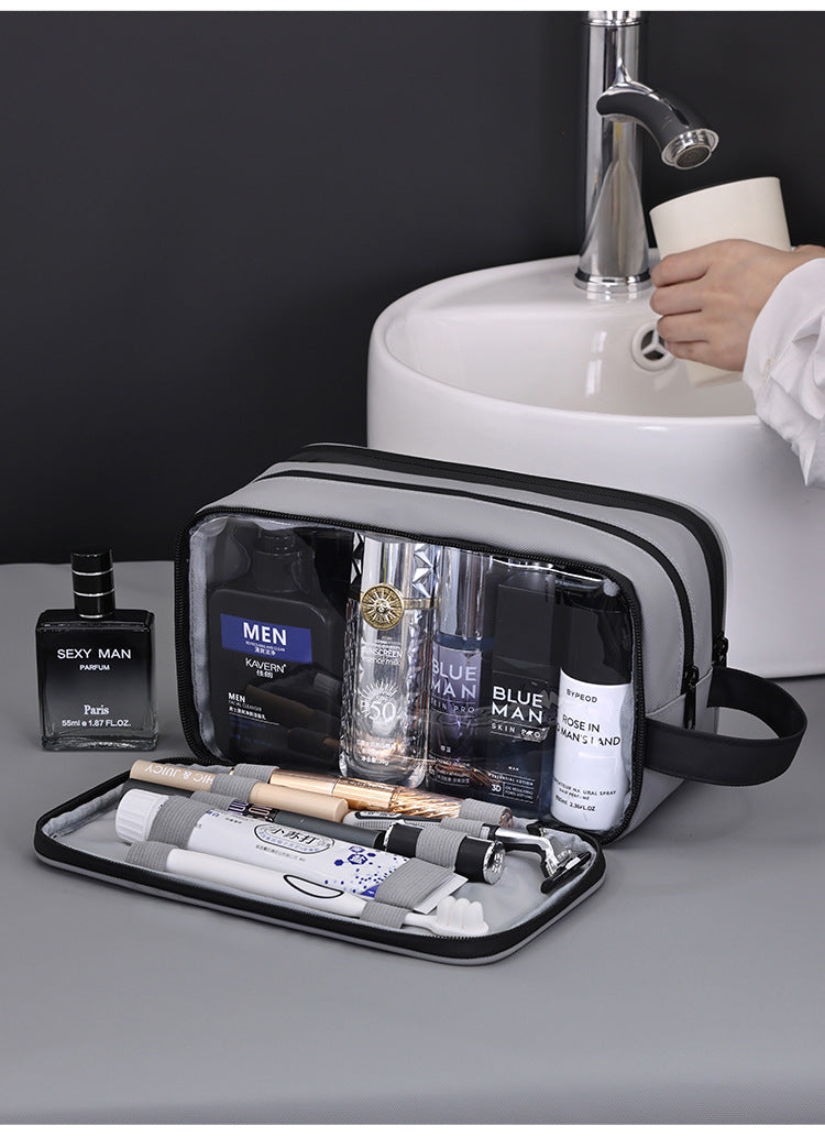 Large Waterproof Men's Toiletry Bag 3-Layer Travel Dopp Kit with Wet Dry Separation Portable Shower Organiser for Gym Business & Holiday Black - Image 4