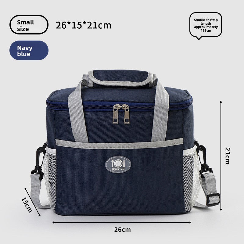 Insulated Lunch Bag Thermal Cooler Tote with Adjustable Shoulder Strap Waterproof Lining for Work School & Picnics Navy Blue Small