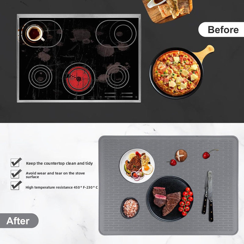 Silicone Stove Top Cover 71x50x0.2cm Heat Resistant Electric Cooktop Protector Mat for Kitchen Benchtop and Laundry Black - Image 6