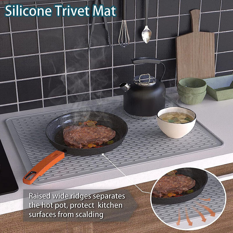 Silicone Stove Top Cover 92x52cm Heat Resistant Electric Cooktop Protector Mat for Kitchen Benchtop and Laundry Dark gray - Image 3