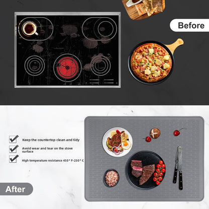 Silicone Stove Top Cover 92x52cm Heat Resistant Electric Cooktop Protector Mat for Kitchen Benchtop and Laundry Dark gray - Image 6