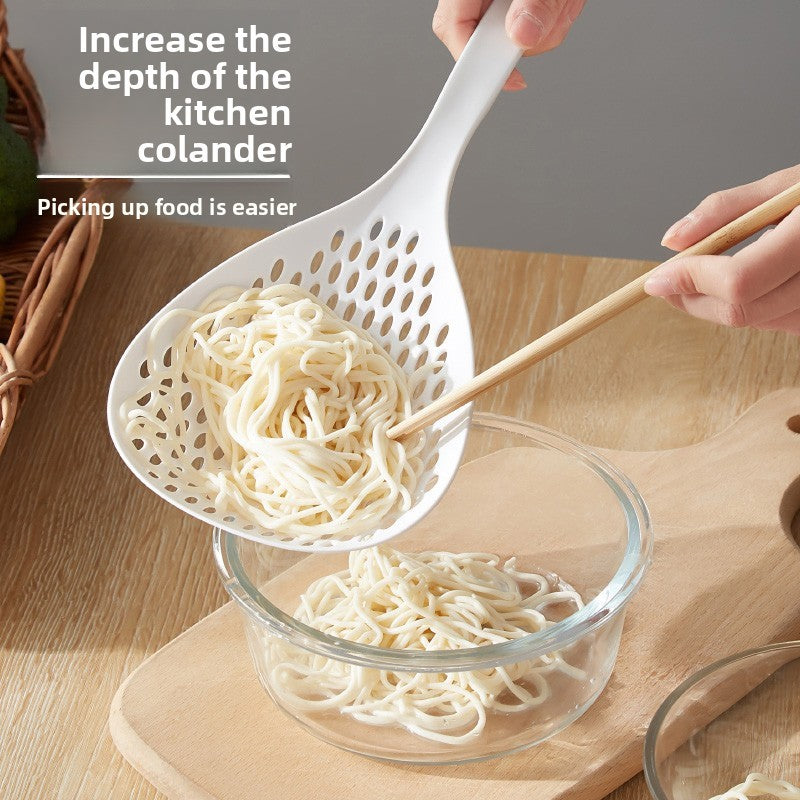 2 Pack Large Skimmer Slotted Spoon Colander Scoop - Long Handle Heat Resistant Food Strainer for Pasta, Noodles & Dumplings - White & Orange - Image 5