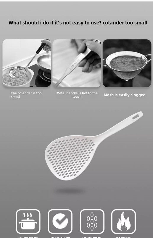 2 Pack Large Skimmer Slotted Spoon Colander Scoop - Long Handle Heat Resistant Food Strainer for Pasta, Noodles & Dumplings - White & Orange - Image 8