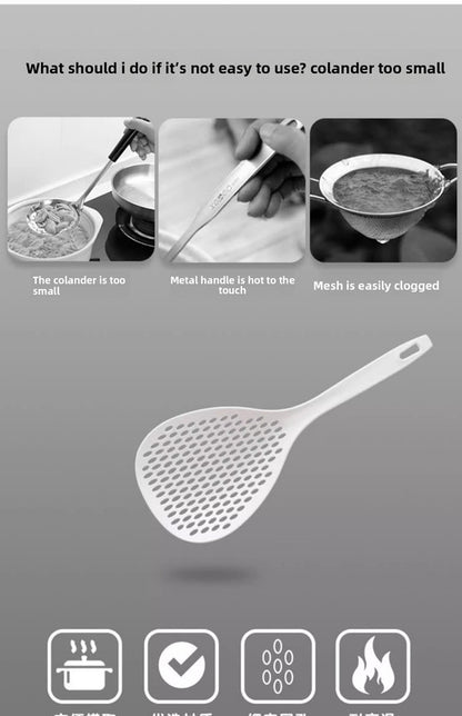 2 Pack Large Skimmer Slotted Spoon Colander Scoop - Long Handle Heat Resistant Food Strainer for Pasta, Noodles & Dumplings - White & Orange - Image 8