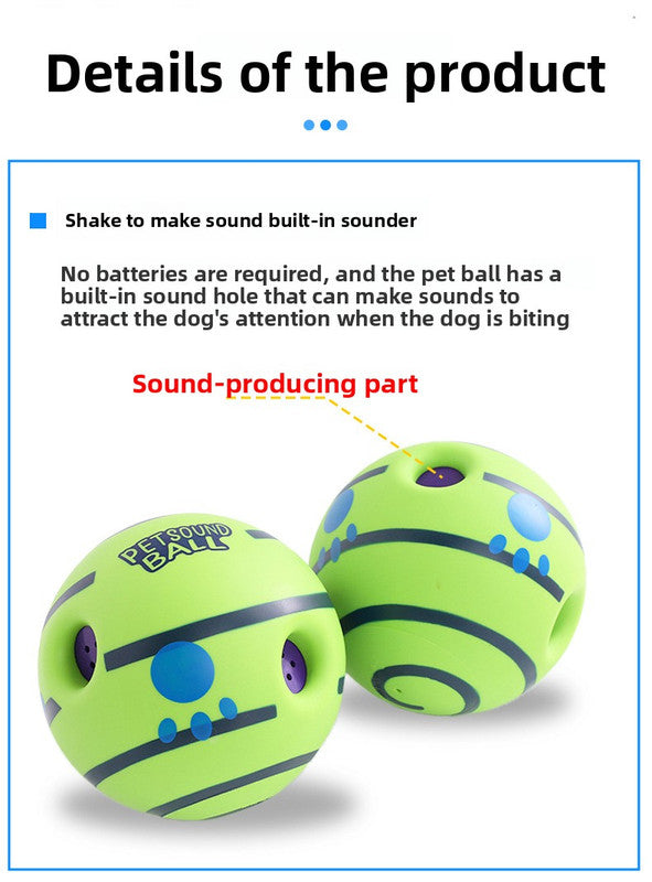 2 Pack Interactive Dog Giggle Ball Set 14cm - Green Wobble Sound Toy & White Glow in the Dark Luminous Ball - No Batteries Required for Medium to Large Dogs - Image 7