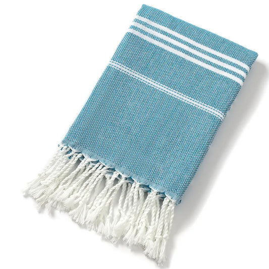 3 Pack Turkish Style Beach Towel Set 90x180cm - Quick Dry Lightweight Large Peshtemal Bath Sheet with Tassels - Brown, Blue&Orange - Image 2