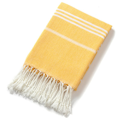 3 Pack Turkish Style Beach Towel Set 90x180cm - Quick Dry Lightweight Large Peshtemal Bath Sheet with Tassels - Rose red, Yellow & Light Yellow - Image 2