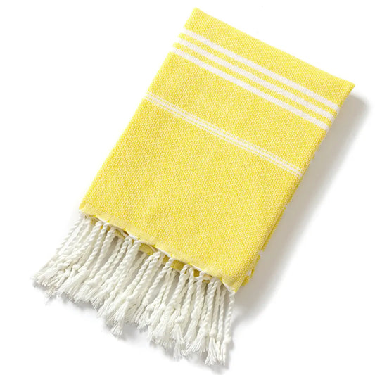 3 Pack Turkish Style Beach Towel Set 90x180cm - Quick Dry Lightweight Large Peshtemal Bath Sheet with Tassels - Rose red, Yellow & Light Yellow - Image 3