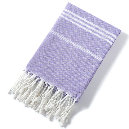 3 Pack Turkish Style Beach Towel Set 90x180cm - Quick Dry Lightweight Large Peshtemal Bath Sheet with Tassels - Red, Light Purple & Light Blue - Image 2