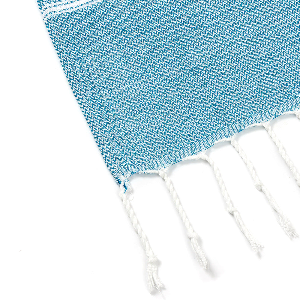 3 Pack Turkish Style Beach Towel Set 90x180cm - Quick Dry Lightweight Large Peshtemal Bath Sheet with Tassels - Red, Light Purple & Light Blue - Image 5