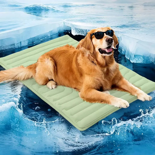 2 Pack Large Dog Cooling Mat 122x71cm - Reversible Self Cooling & Warm Pet Bed Pad - Granny Grey & Light Green Crate Liner for Big Breeds up to 35kg - Image 2
