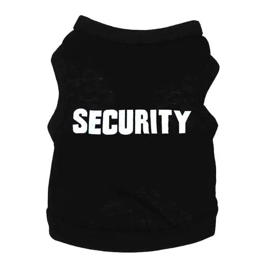 2 Pack "SECURITY" Printed Dog Vest Size M - Black Cotton Pet T-Shirt - Lightweight Summer Tank Top for Small Dogs & Cats - Fun Novelty Puppy Apparel (45cm Chest)