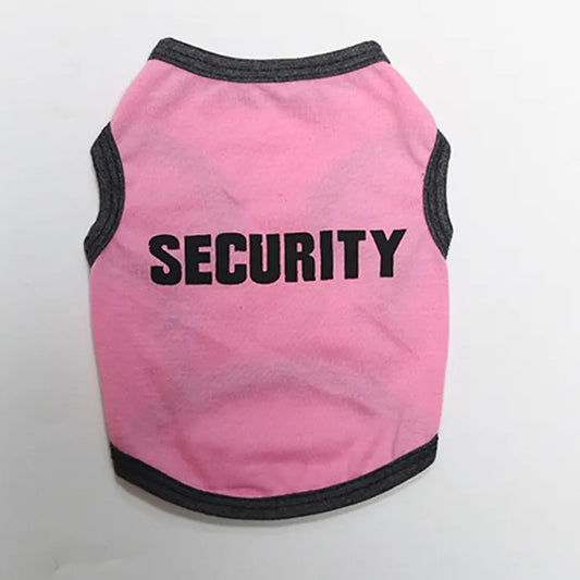 2 Pack Cotton Dog Vest Security Print - Black with Yellow Trim & Pink with Black Trim - Size XS Summer Puppy Tank Top - Image 3