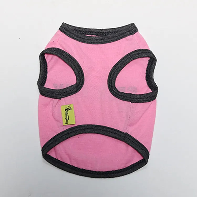 2 Pack Cotton Dog Vest Security Print - Black with Yellow Trim & Pink with Black Trim - Size XS Summer Puppy Tank Top - Image 4