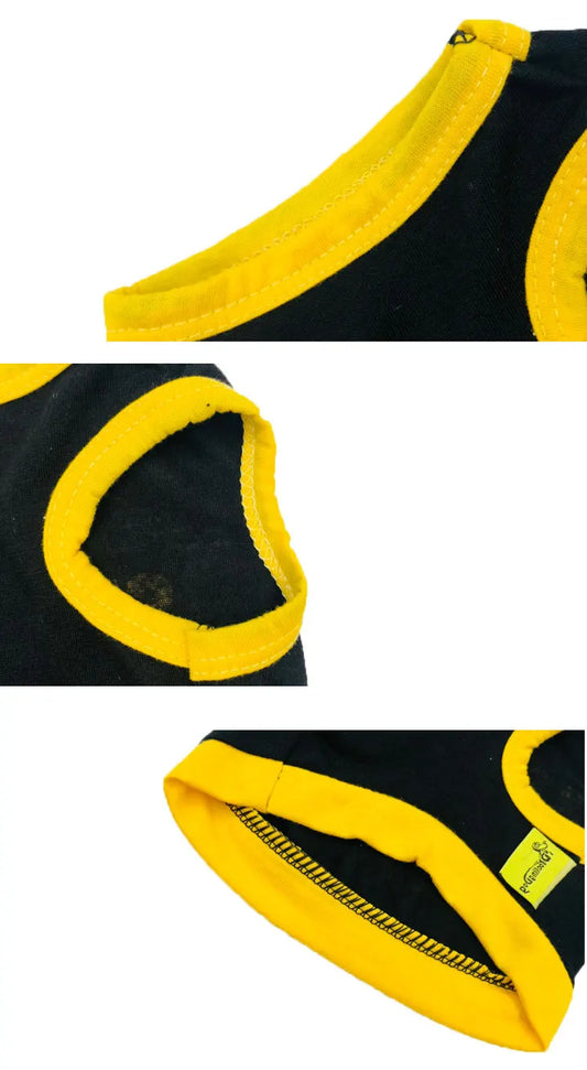 2 Pack Cotton Pet Vest "Security" Print - Black with Yellow & Pink with Black Trim - Breathable Summer Dog Tank Top Size XL (Chest 56cm) for Small Breeds - Image 2