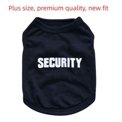 2 Pack "SECURITY" Pet Vest - Black & Yellow with Orange Trim - Breathable Cotton Dog T-Shirt for Puppies & Cats - Size S (Chest 36cm)