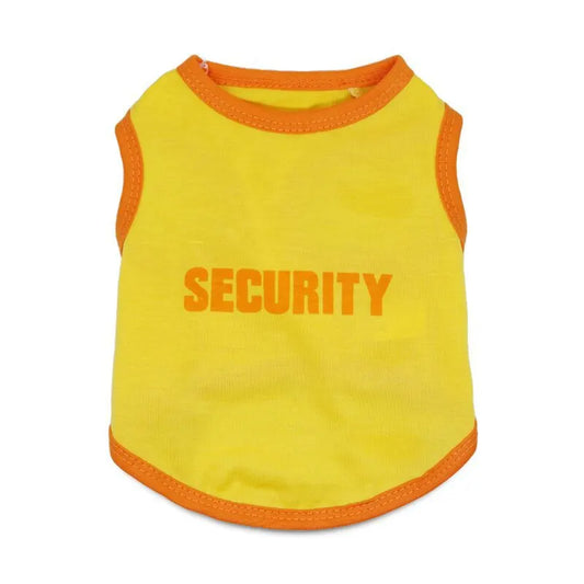 2 Pack "SECURITY" Pet Vest - Black & Yellow with Orange Trim - Breathable Cotton Dog T-Shirt Summer Apparel for Small Breeds & Cats - Size M (Chest 45cm) - Image 2