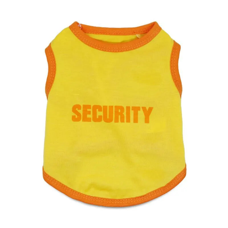2 Pack Security Printed Pet Vest - Black & Yellow with Orange Trim - Breathable Cotton Dog T-Shirt Summer Apparel for Small to Medium Breeds - Size L (Chest 51cm) - Image 2