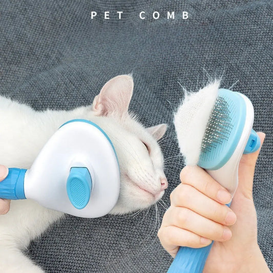 5-in-1 Pet Grooming Kit Pink - Stainless Steel Deshedding Rake, Self-Cleaning Slicker Brush, Grooming Glove & Nail Trimmer Set for Dogs & Cats - Image 2