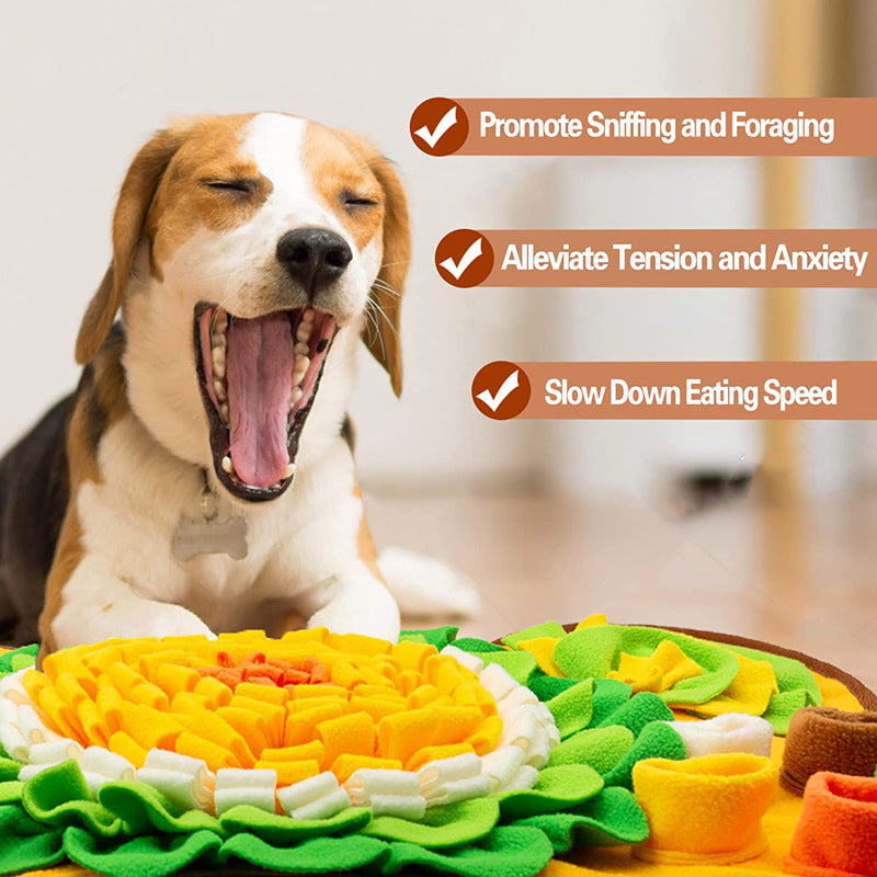 Interactive Dog Snuffle Mat Bone Shape 64x43cm - Slow Feeder & Foraging Puzzle Toy - Golden Yellow Fleece Nosework Pad for Anxiety Relief & Mental Stimulation - Image 6