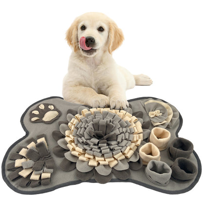 Interactive Dog Snuffle Mat Bone Shape Grey 64x43cm - Slow Feeder & Foraging Puzzle Toy - Washable Fleece Nosework Pad for Anxiety Relief & Mental Stimulation - Image 5