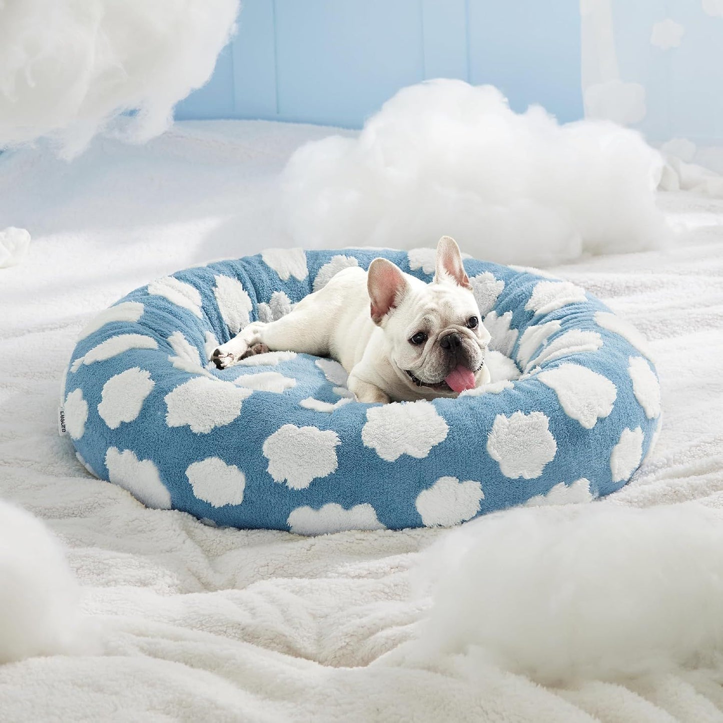 50cm Round Pet Bed Brown & White Checkerboard - Soft Plush Donut Cuddler for Small Dogs & Cats - Calming Anxiety Relief & All-Season Comfort - Image 2